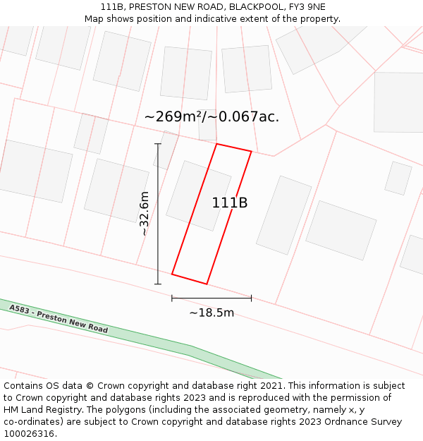 111B, PRESTON NEW ROAD, BLACKPOOL, FY3 9NE: Plot and title map