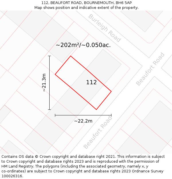 112, BEAUFORT ROAD, BOURNEMOUTH, BH6 5AP: Plot and title map