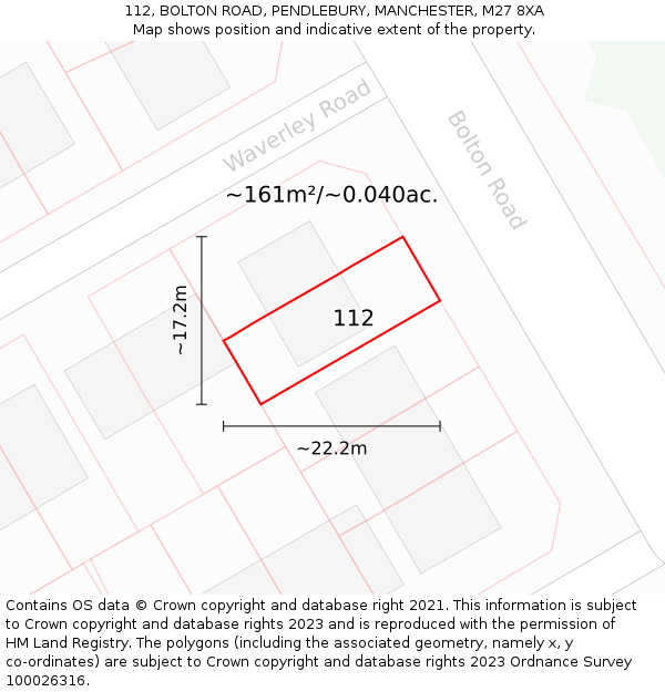 112, BOLTON ROAD, PENDLEBURY, MANCHESTER, M27 8XA: Plot and title map