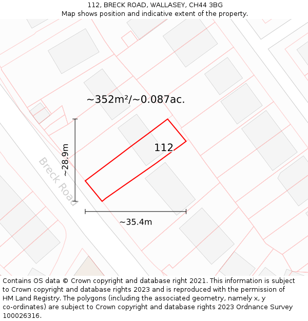 112, BRECK ROAD, WALLASEY, CH44 3BG: Plot and title map