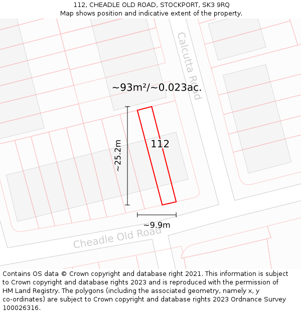 112, CHEADLE OLD ROAD, STOCKPORT, SK3 9RQ: Plot and title map