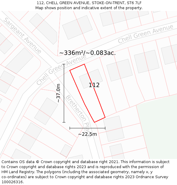 112, CHELL GREEN AVENUE, STOKE-ON-TRENT, ST6 7LF: Plot and title map