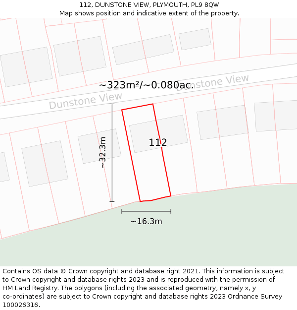 112, DUNSTONE VIEW, PLYMOUTH, PL9 8QW: Plot and title map