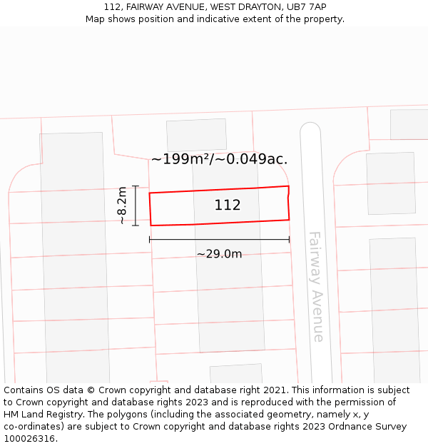 112, FAIRWAY AVENUE, WEST DRAYTON, UB7 7AP: Plot and title map