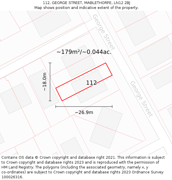 112, GEORGE STREET, MABLETHORPE, LN12 2BJ: Plot and title map