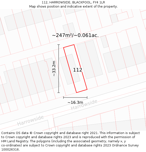 112, HARROWSIDE, BLACKPOOL, FY4 1LR: Plot and title map