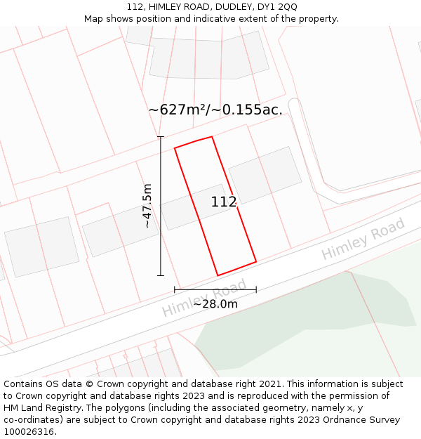 112, HIMLEY ROAD, DUDLEY, DY1 2QQ: Plot and title map