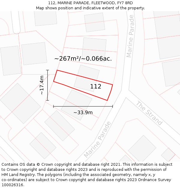 112, MARINE PARADE, FLEETWOOD, FY7 8RD: Plot and title map