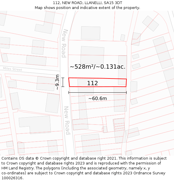 112, NEW ROAD, LLANELLI, SA15 3DT: Plot and title map