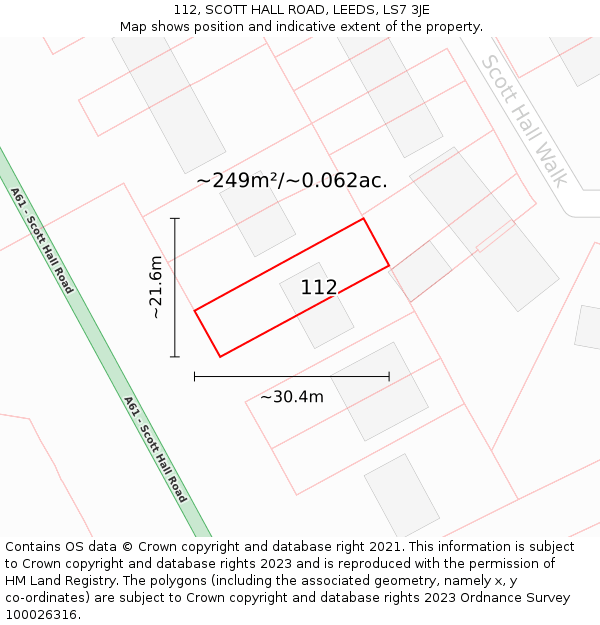 112, SCOTT HALL ROAD, LEEDS, LS7 3JE: Plot and title map