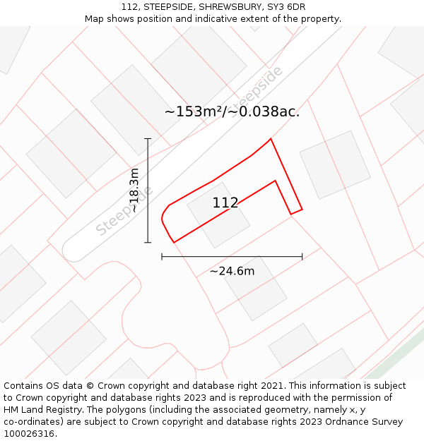 112, STEEPSIDE, SHREWSBURY, SY3 6DR: Plot and title map