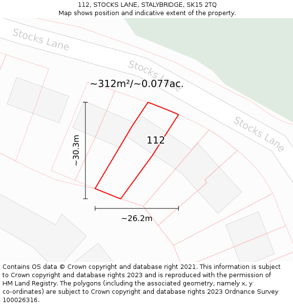 112, STOCKS LANE, STALYBRIDGE, SK15 2TQ: Plot and title map