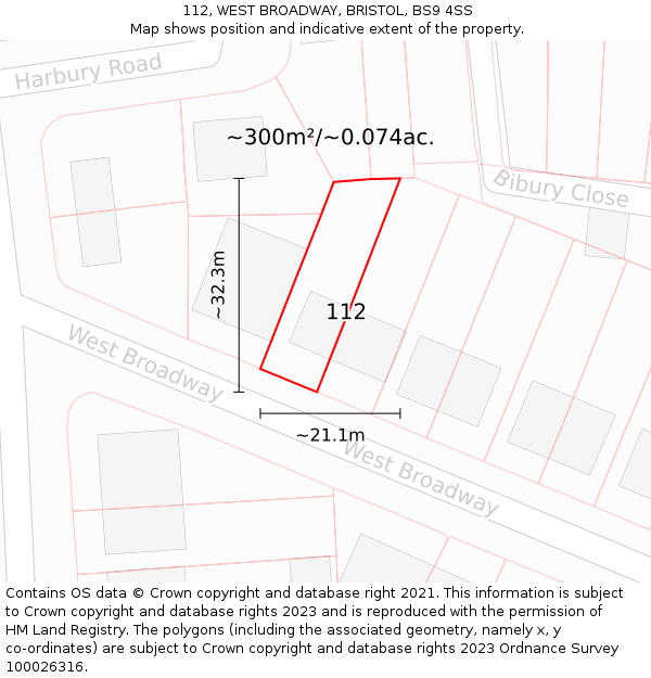 112, WEST BROADWAY, BRISTOL, BS9 4SS: Plot and title map