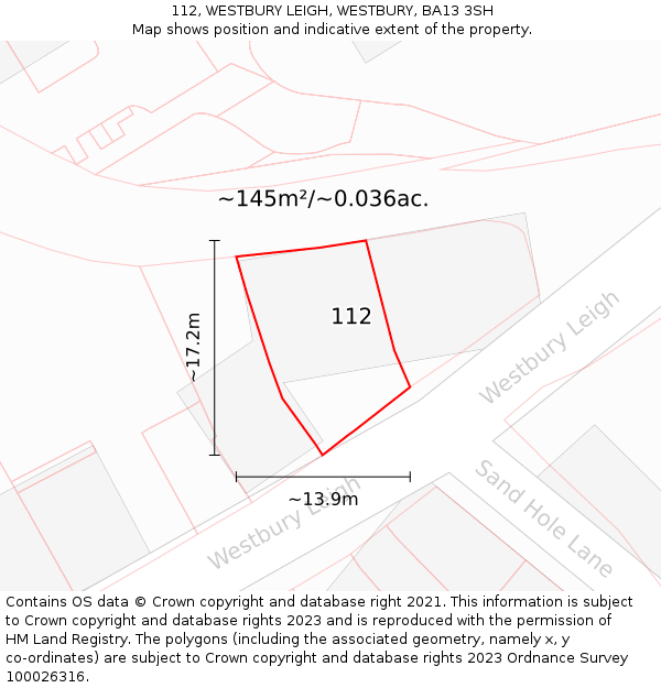 112, WESTBURY LEIGH, WESTBURY, BA13 3SH: Plot and title map