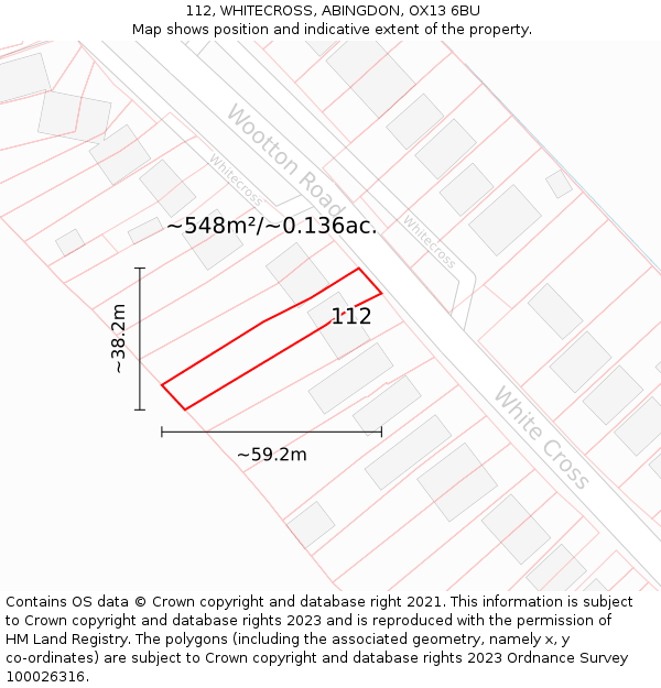 112, WHITECROSS, ABINGDON, OX13 6BU: Plot and title map