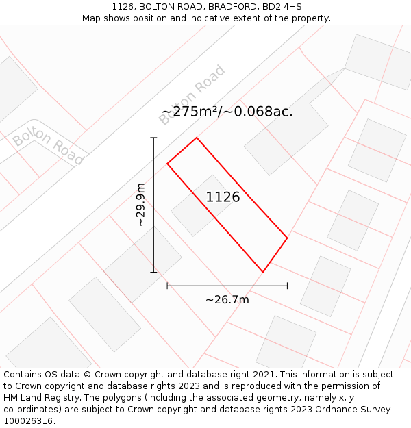 1126, BOLTON ROAD, BRADFORD, BD2 4HS: Plot and title map