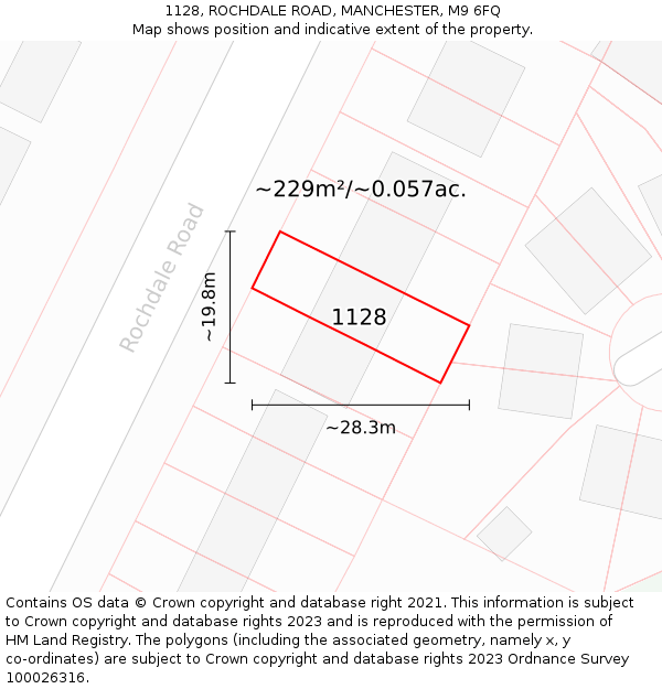 1128, ROCHDALE ROAD, MANCHESTER, M9 6FQ: Plot and title map