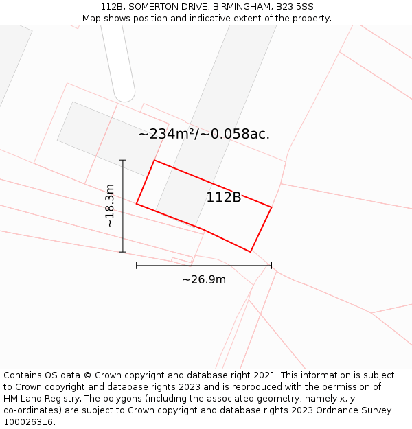 112B, SOMERTON DRIVE, BIRMINGHAM, B23 5SS: Plot and title map