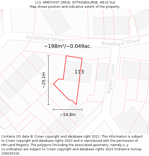 113, AMETHYST DRIVE, SITTINGBOURNE, ME10 5LE: Plot and title map