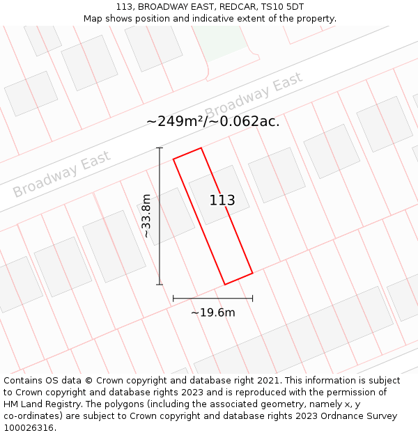 113, BROADWAY EAST, REDCAR, TS10 5DT: Plot and title map