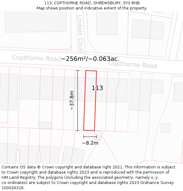 113, COPTHORNE ROAD, SHREWSBURY, SY3 8NB: Plot and title map