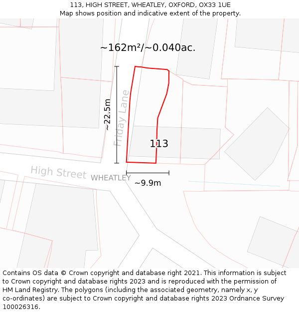 113, HIGH STREET, WHEATLEY, OXFORD, OX33 1UE: Plot and title map