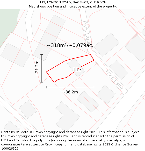 113, LONDON ROAD, BAGSHOT, GU19 5DH: Plot and title map