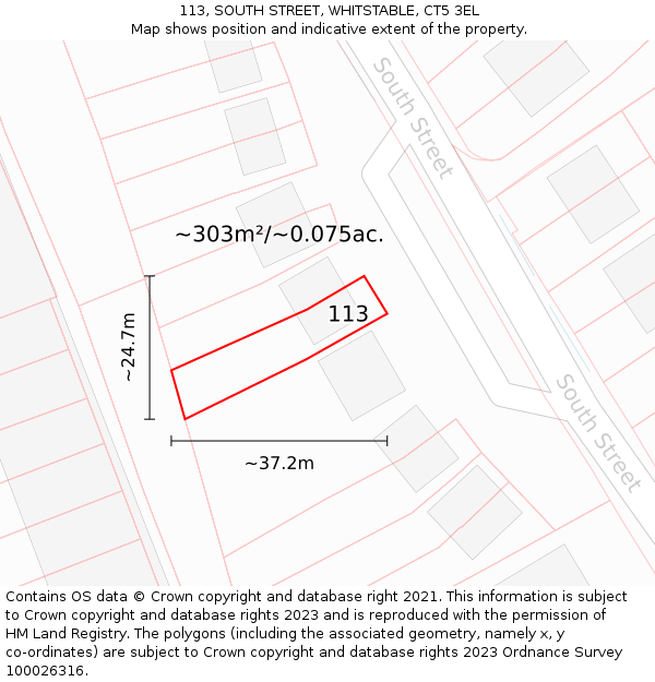 113, SOUTH STREET, WHITSTABLE, CT5 3EL: Plot and title map