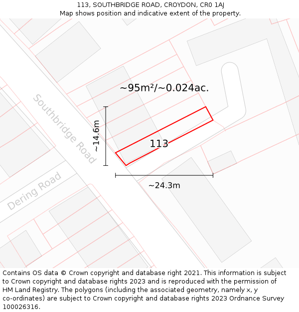 113, SOUTHBRIDGE ROAD, CROYDON, CR0 1AJ: Plot and title map