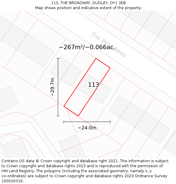 113, THE BROADWAY, DUDLEY, DY1 3EB: Plot and title map