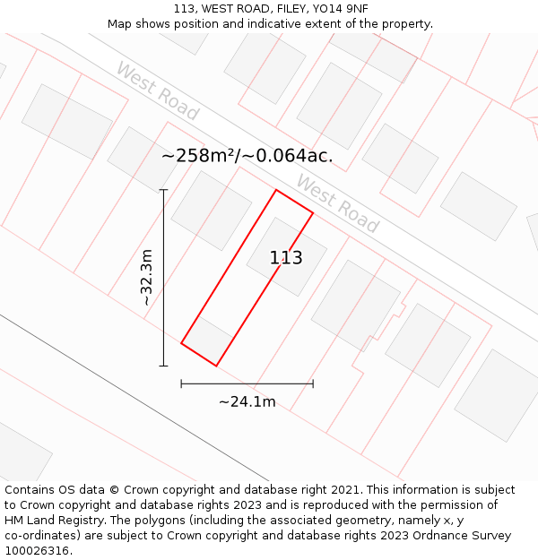 113, WEST ROAD, FILEY, YO14 9NF: Plot and title map
