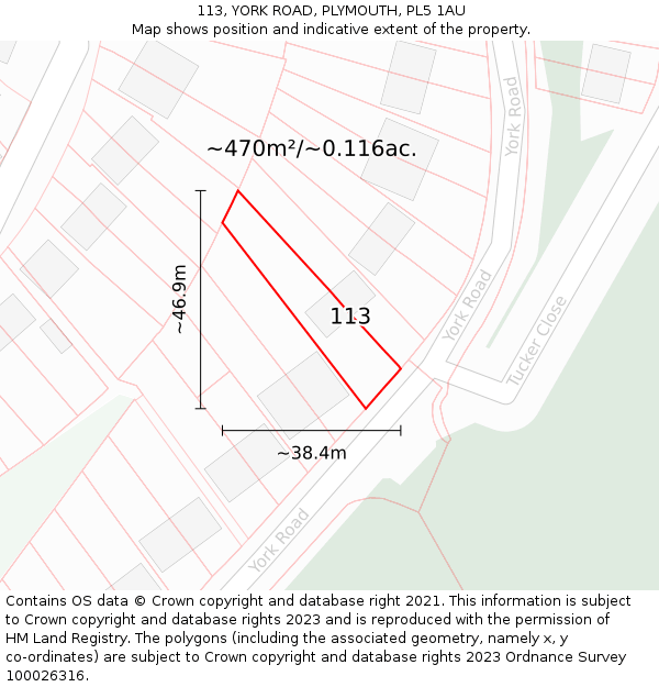 113, YORK ROAD, PLYMOUTH, PL5 1AU: Plot and title map