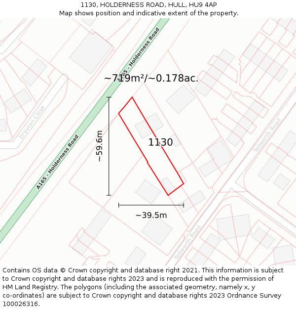 1130, HOLDERNESS ROAD, HULL, HU9 4AP: Plot and title map