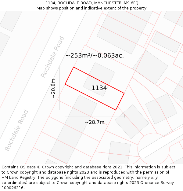 1134, ROCHDALE ROAD, MANCHESTER, M9 6FQ: Plot and title map