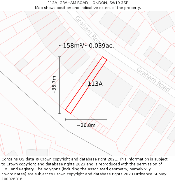 113A, GRAHAM ROAD, LONDON, SW19 3SP: Plot and title map