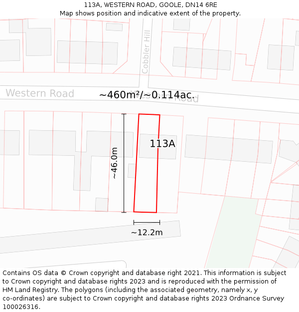 113A, WESTERN ROAD, GOOLE, DN14 6RE: Plot and title map