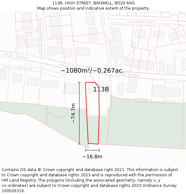 113B, HIGH STREET, BANWELL, BS29 6AG: Plot and title map