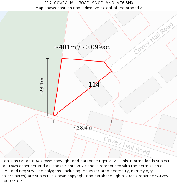 114, COVEY HALL ROAD, SNODLAND, ME6 5NX: Plot and title map