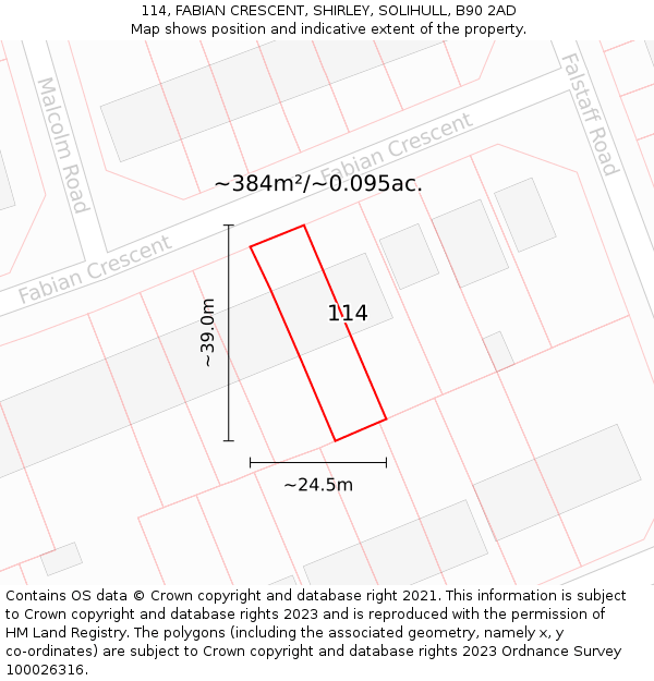 114, FABIAN CRESCENT, SHIRLEY, SOLIHULL, B90 2AD: Plot and title map