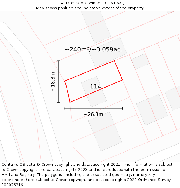 114, IRBY ROAD, WIRRAL, CH61 6XQ: Plot and title map