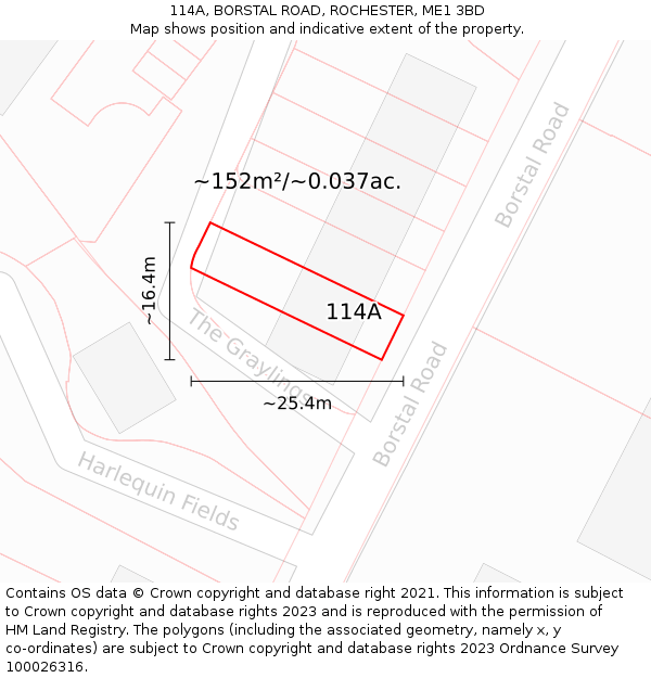 114A, BORSTAL ROAD, ROCHESTER, ME1 3BD: Plot and title map