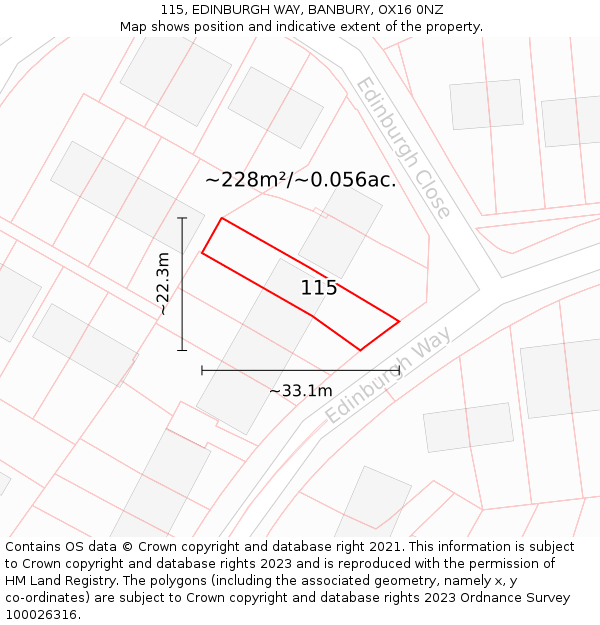 115, EDINBURGH WAY, BANBURY, OX16 0NZ: Plot and title map