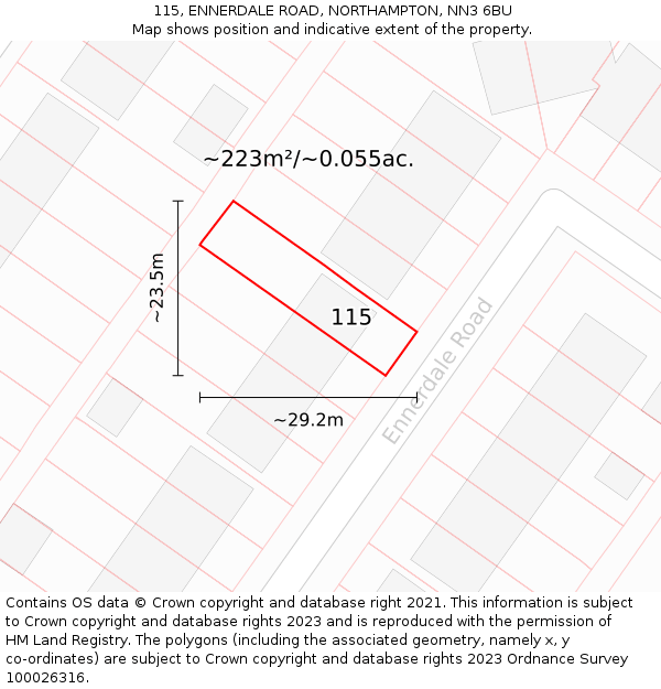 115, ENNERDALE ROAD, NORTHAMPTON, NN3 6BU: Plot and title map