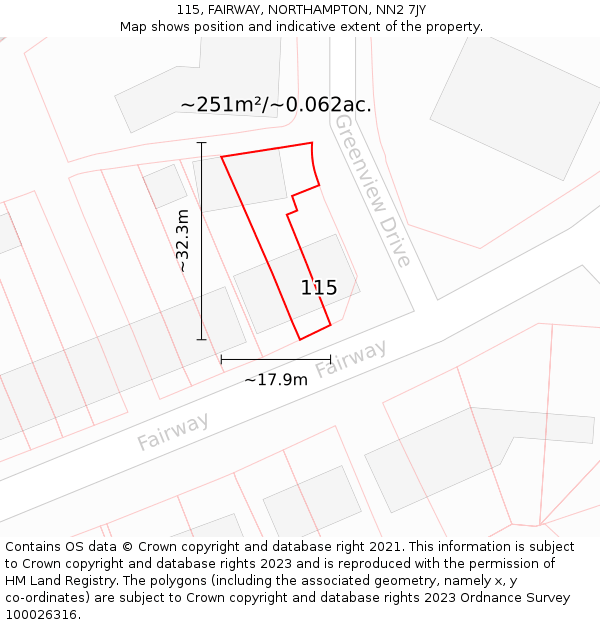 115, FAIRWAY, NORTHAMPTON, NN2 7JY: Plot and title map