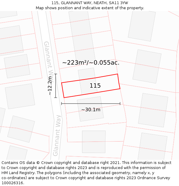 115, GLANNANT WAY, NEATH, SA11 3YW: Plot and title map