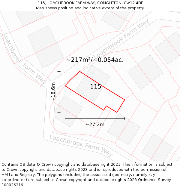 115, LOACHBROOK FARM WAY, CONGLETON, CW12 4BF: Plot and title map