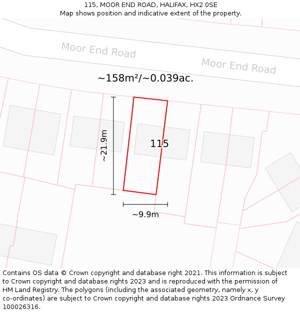 115, MOOR END ROAD, HALIFAX, HX2 0SE: Plot and title map