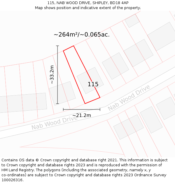 115, NAB WOOD DRIVE, SHIPLEY, BD18 4AP: Plot and title map