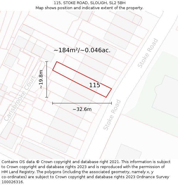 115, STOKE ROAD, SLOUGH, SL2 5BH: Plot and title map