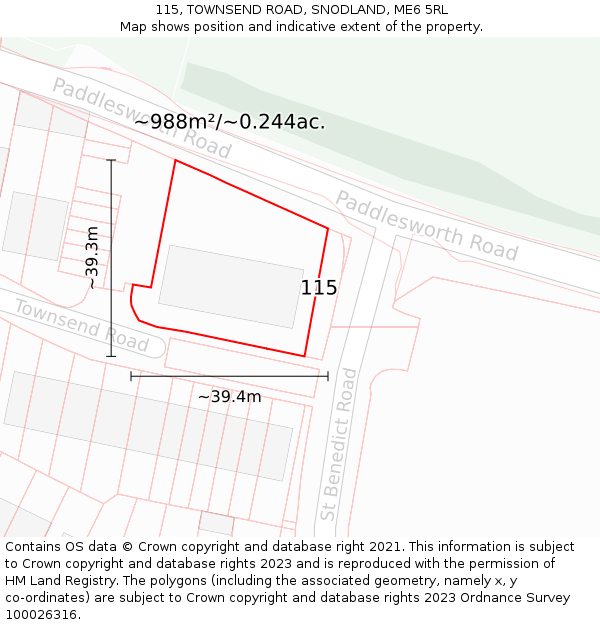 115, TOWNSEND ROAD, SNODLAND, ME6 5RL: Plot and title map